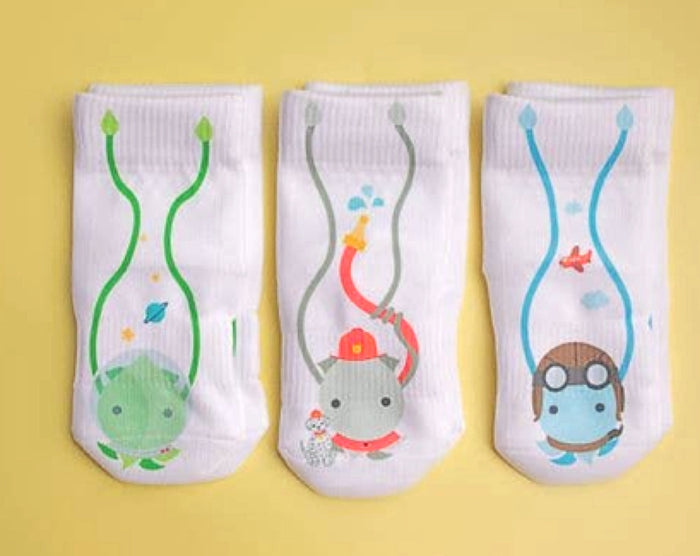 SQUID SOCKS Brand Unisex INFANT/TODDLER 3 Pair Of STAY ON Socks ‘CALEB COLLECTION’
