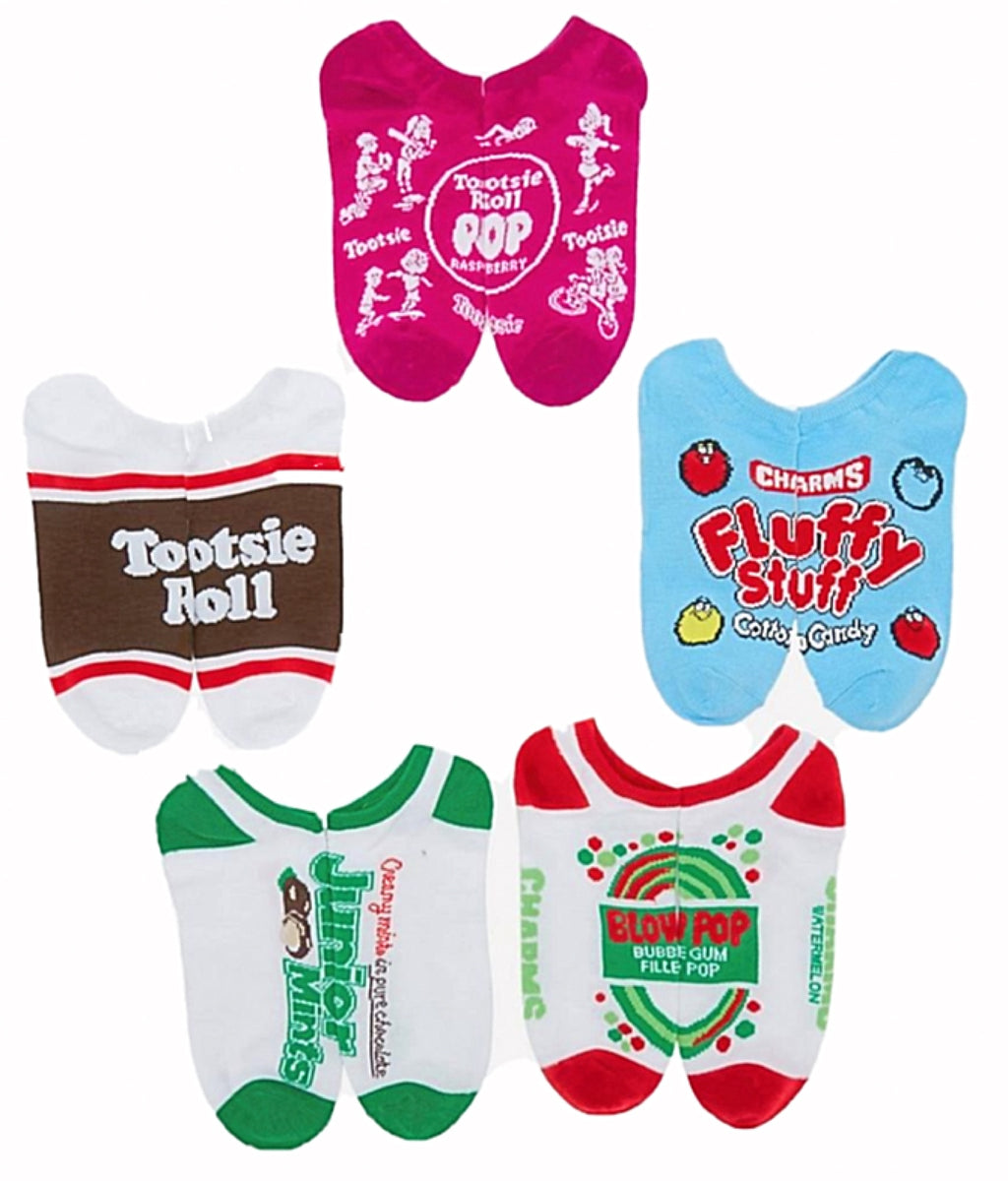 TOOTSIE POP Ladies 5 Pair Of No Show Socks JUNIOR MINTS, FLUFFY STUFF ...