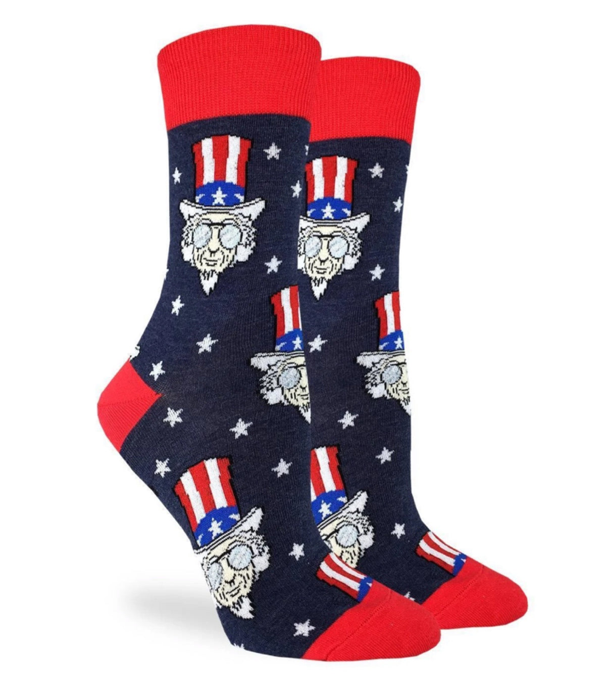GOOD LUCK SOCK Brand Ladies COOL UNCLE SAM PATRIOTIC Socks - Novelty Socks for Less