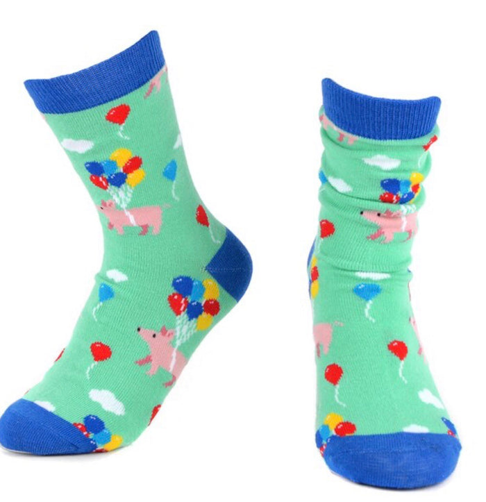 Parquet Brand Ladies FLYING PIGS WITH BALLOONS Socks