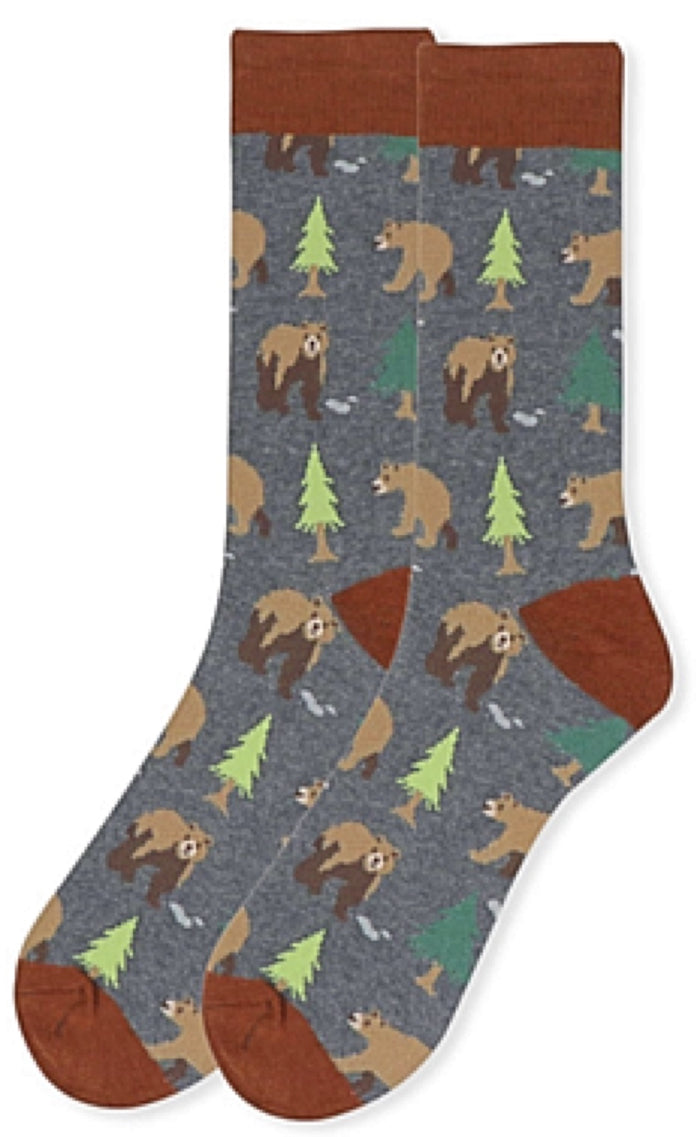 BROWN BEAR Men's Socks PARQUET BRAND BROWN BEARS ALL OVER