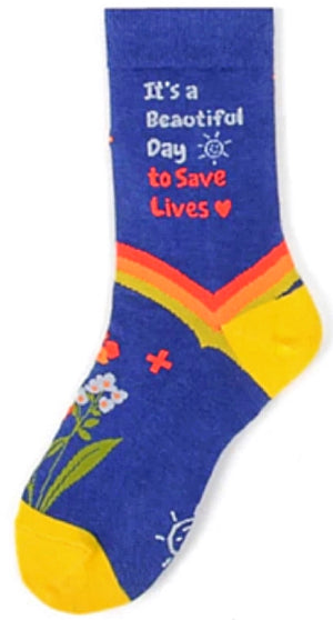 PARQUET Brand Ladies MEDICAL ‘IT’S A BEAUTIFUL DAY TO SAVE LIVES’ - Novelty Socks for Less