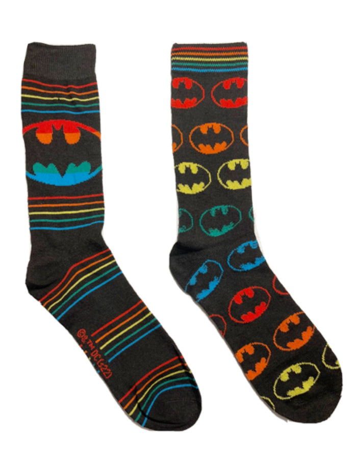 DC COMICS BATMAN Men’s 2 Pair Of RAINBOW PRIDE Socks