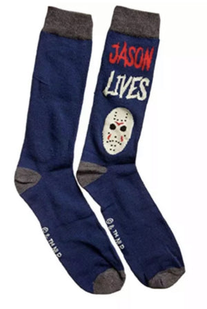 FRIDAY THE 13th Mens 2 Pair JASON VOORHEES Socks 'THE DAY EVERYONE FEARS' - Novelty Socks for Less
