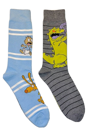 RUGRATS Men’s 2 Pair Of Socks TOMMY, SPIKE & REPTAR - Novelty Socks for Less