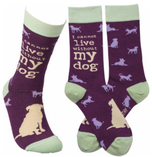 PRIMITIVES BY KATHY Unisex ‘I CANNOT LIVE WITHOUT MY DOG’ Socks - Novelty Socks for Less