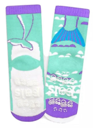 PALS SOCKS Brand Unisex DOLPHIN & FISH Mismatched Gripper Bottom Socks - Novelty Socks for Less