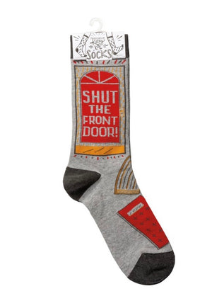 PRIMITIVES BY KATHY Unisex ‘SHUT THE FRONT DOOR’ Socks OSFM - Novelty Socks for Less