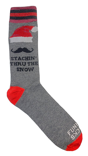 FUNKY SOCKS Brand CHRISTMAS Mens 'STACHIN THRU THE SNOW' - Novelty Socks for Less
