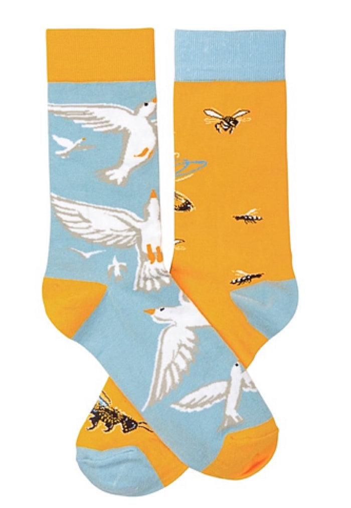 PRIMITIVES BY KATHY Unisex BIRDS & BEES Mismatched Socks