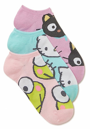 HELLO KITTY Ladies 3 Pair Of No Show Socks CHOCOCAT, KEROPPI - Novelty Socks for Less