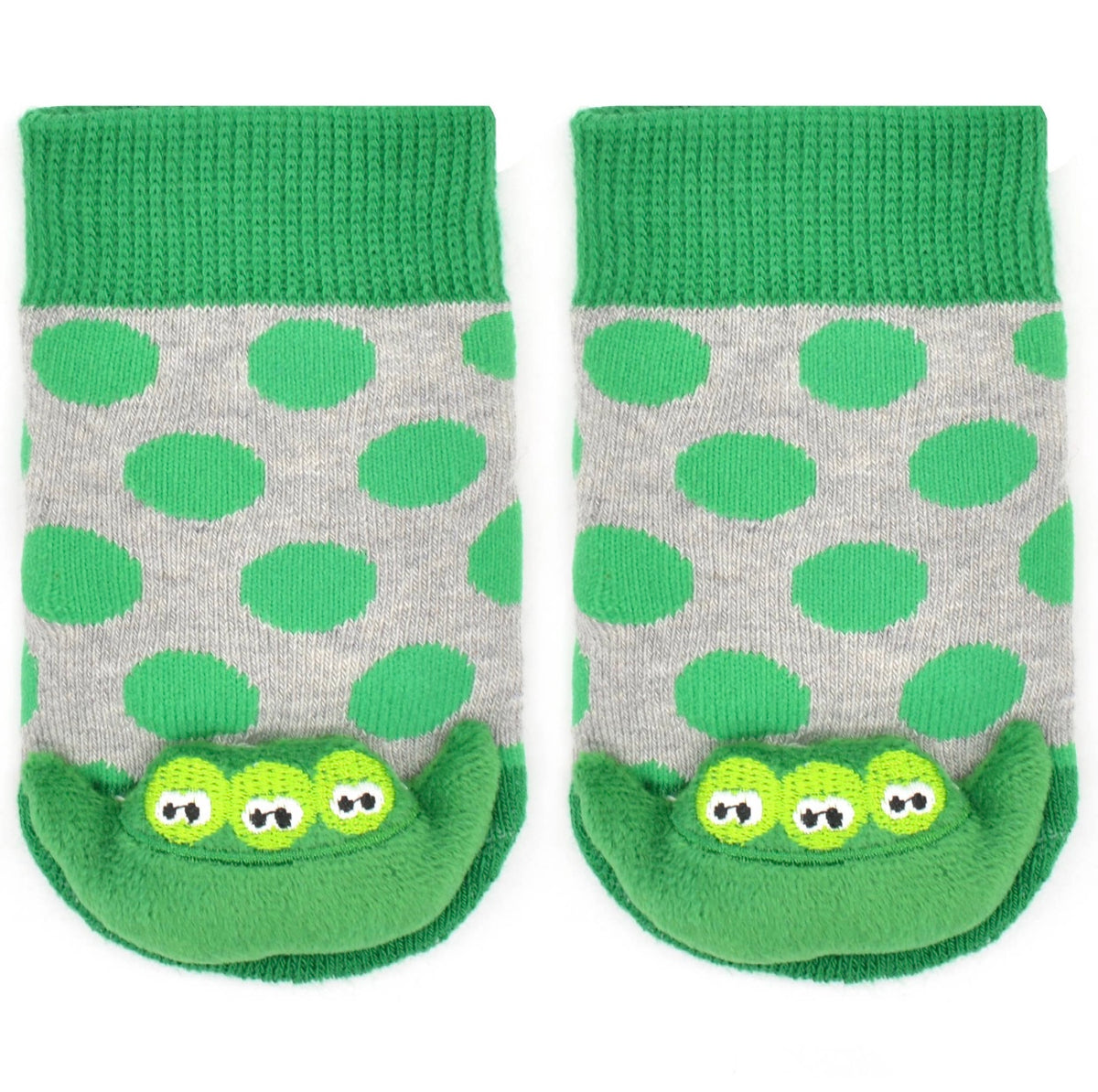 BOOGIE TOES Unisex Baby THEEE PEAS IN POD RATTLE GRIPPER BOTTOM SOCKS - Novelty Socks for Less