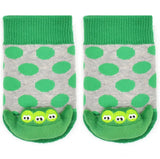BOOGIE TOES Unisex Baby THEEE PEAS IN POD RATTLE GRIPPER BOTTOM SOCKS - Novelty Socks for Less