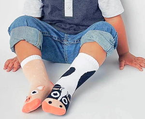PALS SOCKS Brand Unisex COW & PIG Mismatched Gripper Bottom Socks (CHOOSE SIZE) - Novelty Socks for Less