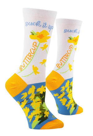 COOL SOCKS Brand Ladies ‘SUCK IT UP BUTTERCUP’ Socks - Novelty Socks for Less