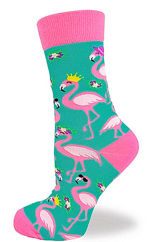 FABDAZ Brand Ladies PINK FLAMINGOS Socks ‘I DON’T GIVE A FLOCK’ - Novelty Socks for Less