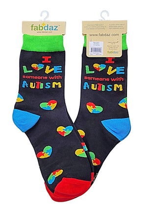 FABDAZ Brand Ladies I LOVE SOMEONE WITH AUTISM Socks - Novelty Socks for Less