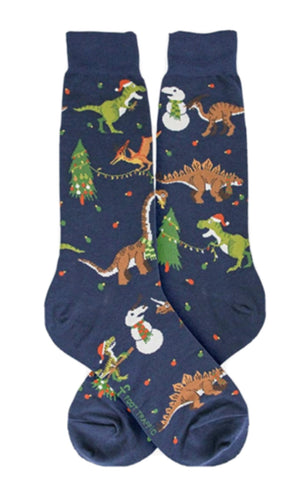 FOOT TRAFFIC Brand Ladies CHRISTMAS DINOSAURS Socks 'TREE REX' - Novelty Socks for Less