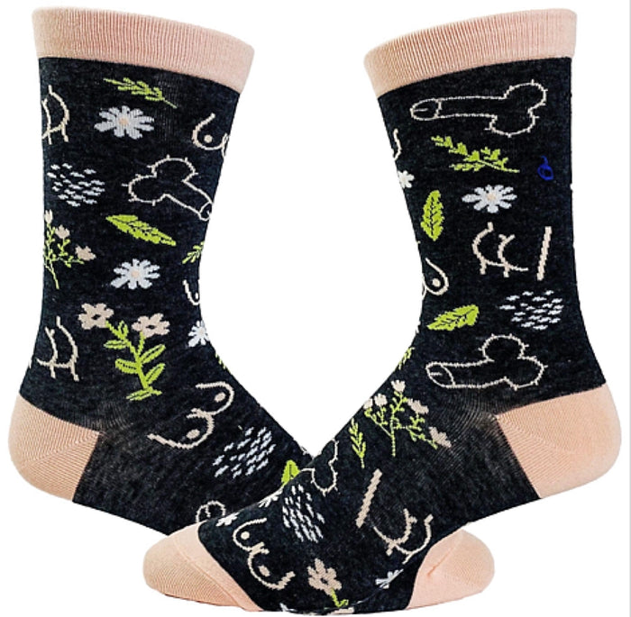 CRAZY DOG BRAND LADIES PENIS BOOBS & FLOWERS SOCKS