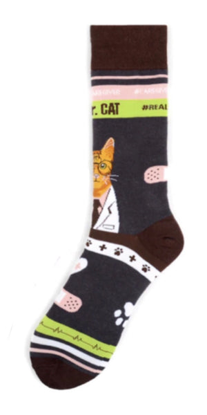 PARQUET Brand Men’s DR. CAT Healthcare Socks #CAREGIVER - Novelty Socks for Less