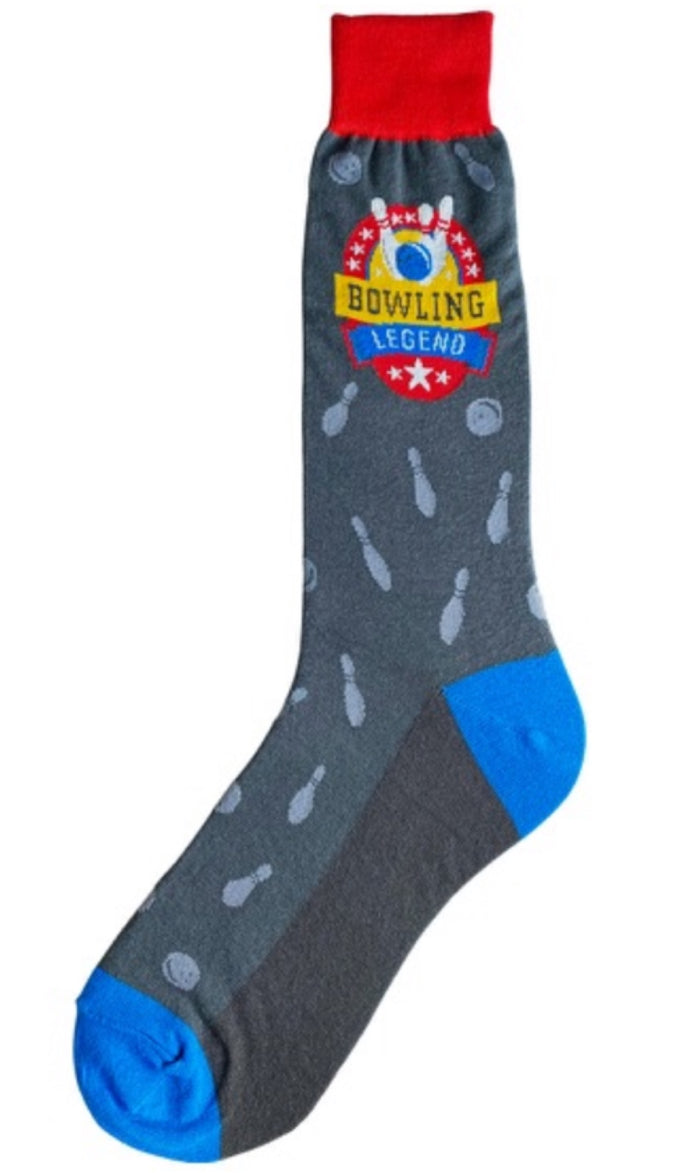 FOOT TRAFFIC Brand Men’s BOWLING Socks 'BOWLING LEGEND'