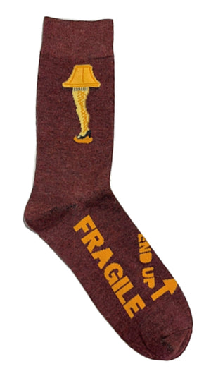 A CHRISTMAS STORY Men’s LEG LAMP ‘FRAGILE’ SOCKS - Novelty Socks for Less