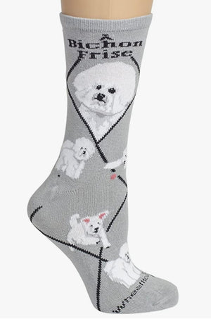 WHEEL HOUSE DESIGNS Men’s BICHON FRISE Dog Socks - Novelty Socks for Less