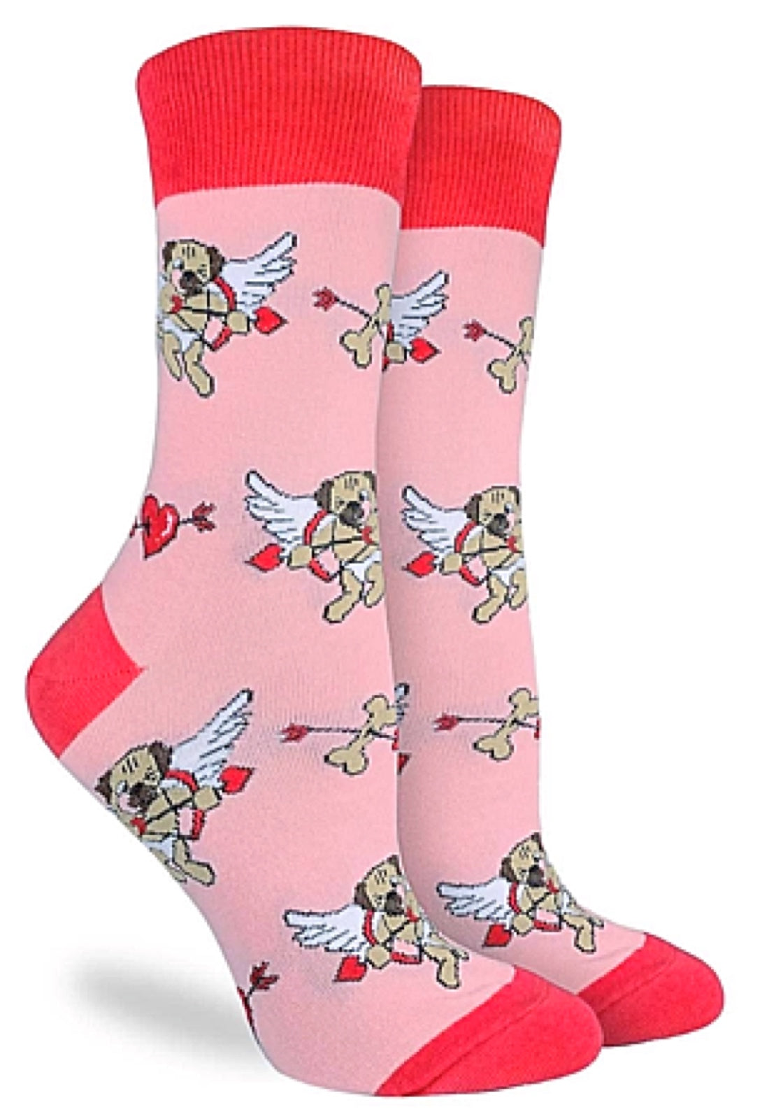GOOD LUCK SOCK LADIES VALENTINES PUG DOG SOCKS - Novelty Socks for Less