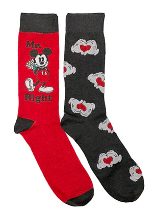 DISNEY Men’s 2 Pair Of MICKEY MOUSE VALENTINES DAY Socks - Novelty Socks for Less