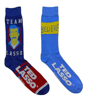 TED LASSO TV SHOW Men’s 2 Pair Of Socks ‘BELIEVE’ - Novelty Socks for Less