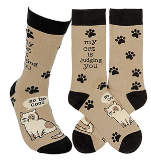 PRIMITIVES BY KATHY Unisex Socks ‘MY CAT IS JUDGING YOU SO BE COOL’ - Novelty Socks for Less
