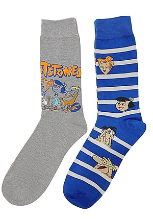 THE FLINTSTONES Men’s 2 Pair Of Socks FRED, WILMA, BARNEY & BETTY - Novelty Socks for Less
