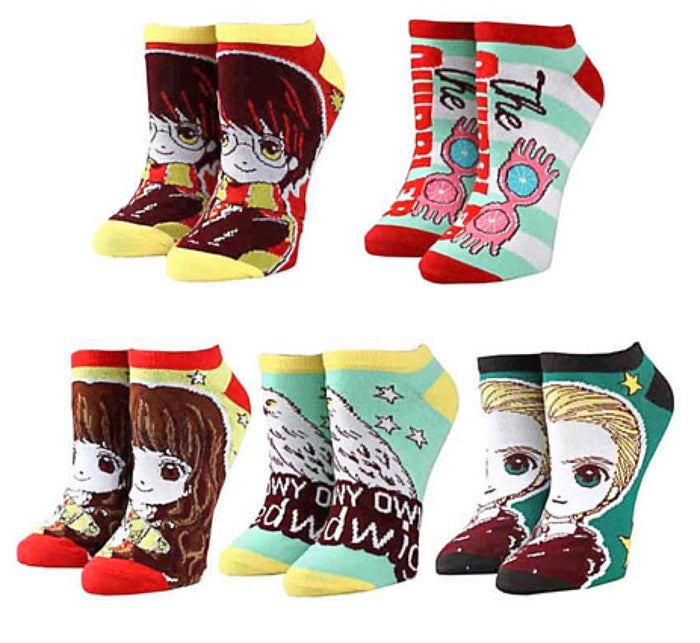 HARRY POTTER CHIBI Ladies 5 Pair Of Ankle Socks BIOWORLD Brand