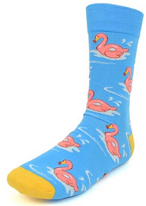 Parquet Brand Men’s GIANT PINK FLAMINGO RAFTS Socks - Novelty Socks for Less