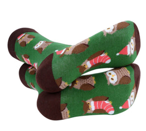PARQUET Brand Men’s CHRISTMAS OWLS Socks - Novelty Socks for Less