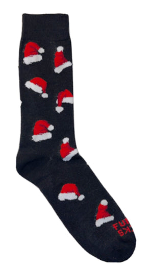 FUNKY SOCKS MEN’S CHRISTMAS SOCKS SANTA HATS ALL OVER - Novelty Socks for Less