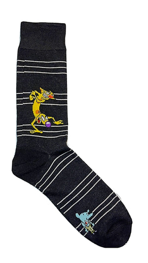 CATDOG Mens Crew BLACK Socks Winslow T Oddfellow - Novelty Socks for Less