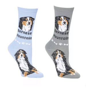 FOOZYS BRAND Ladies 2 Pair BERNESE MOUNTAIN DOG Socks - Novelty Socks for Less