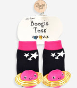 BOOGIE TOES Unisex Baby PLANET SATURN Rattle GRIPPER BOTTOM Socks By PIERO LIVENTI - Novelty Socks for Less