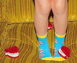 FOOT TRAFFIC Brand Kids CHATTY TEETH Socks Shoe Size 12-5 - Novelty Socks for Less