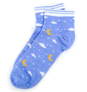 NOLLIA BRAND Ladies 6 Pair Low Cut STARS/MOON - Novelty Socks for Less