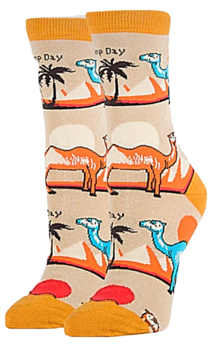 OOOH GEEZ Brand Ladies CAMEL Socks Says "HUMP DAY"