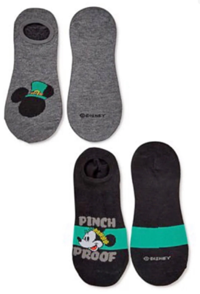 DISNEY LADIES ST. PATRICK’S DAY 2 PAIR OF STAY PUT LINER SOCKS MINNIE MOUSE ‘PINCH PROOF’