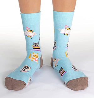 GOOD LUCK SOCK Brand Ladies READING CATS Socks - Novelty Socks for Less