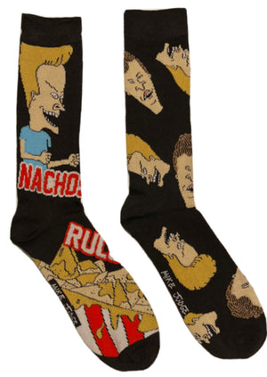 BEAVIS AND BUTT-HEAD Men’s 2 Pair Of Socks Says 'NACHOS RULE' - Novelty Socks for Less