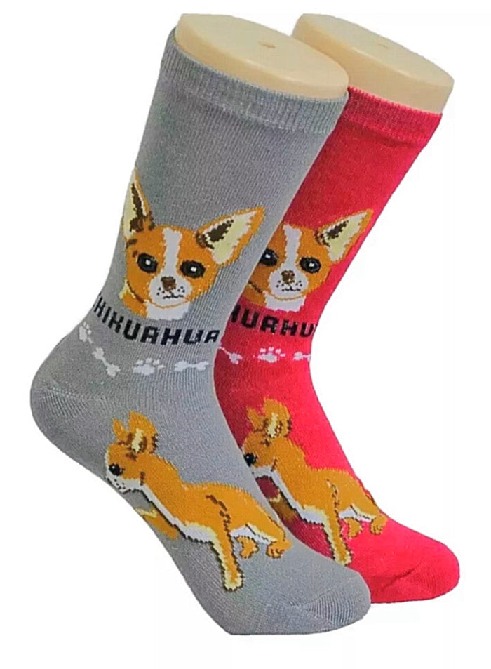FOOZYS Brand Ladies 2 Pair Of CHIHUAHUA DOG Socks