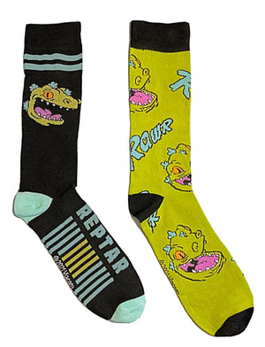 RUGRATS Men’s 2 Pair Of REPTAR Socks ‘RAWR’ - Novelty Socks for Less