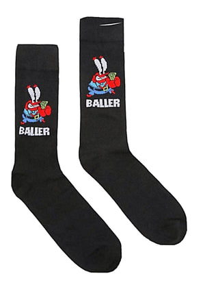 SPONGEBOB SQUAREPANTS Men’s Socks MR. KRABS ‘BALLER’ - Novelty Socks for Less