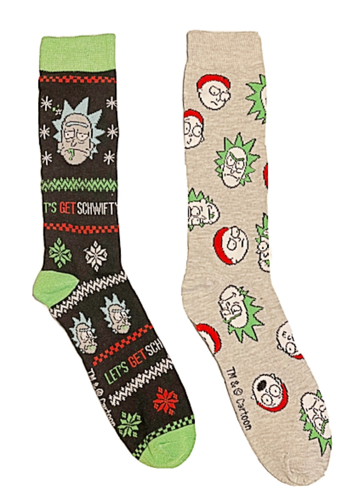 RICK AND MORTY MEN’S 2 PAIR CHRISTMAS SOCKS