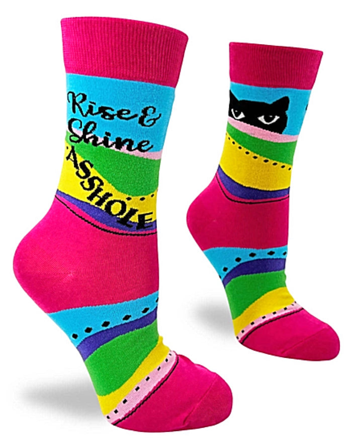 FABDAZ Brand Ladies CAT Socks ‘RISE & SHINE ASSHOLE’